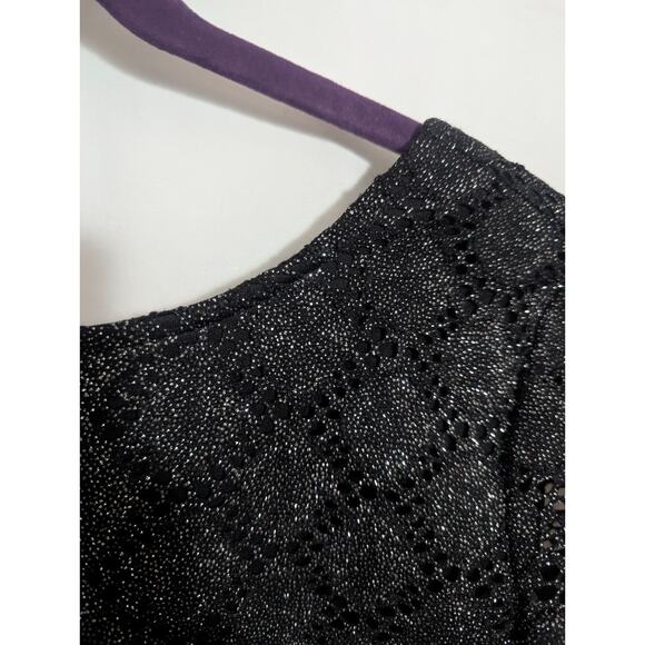 Ronni Nicole Black Sparkle Lace 3/4 Sleeve Sheath Dress Size 8 goth glam G2 - Picture 4 of 6